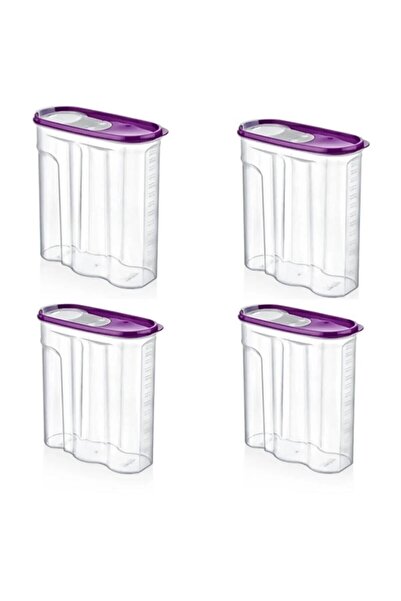 akisshome Bakliyat Saklama Kabı şeffaf renk Sızdırmaz Kapak 4 LT 4 lü Set
