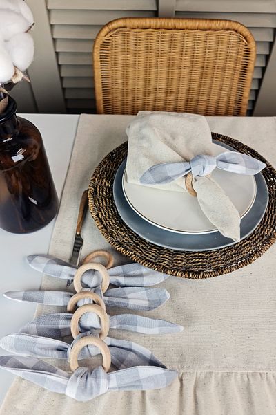 cotton maison Set of 6 Retro Bow Wooden Ring Napkin Rings