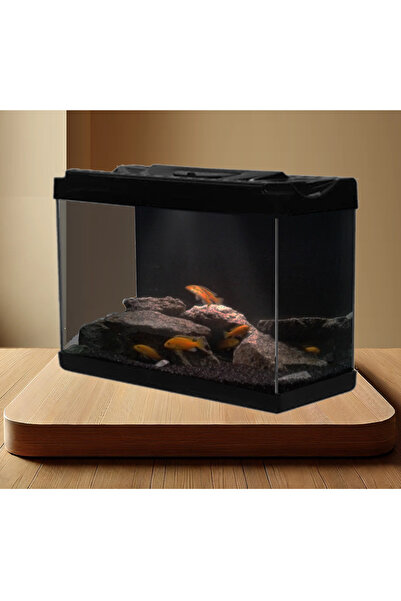 Fauna Pet Supplies Siyah Akvaryum + Led Işık + Siyah Arkaplan + Siyah Bitki K...