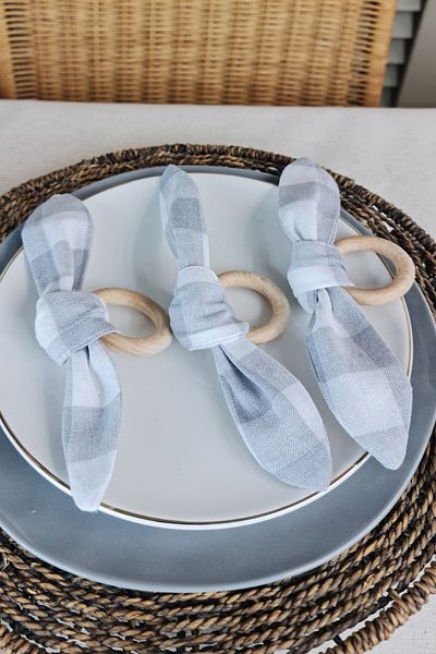 cotton maison Set of 6 Retro Bow Wooden Ring Napkin Rings