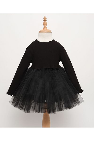 Milangel Rochie de balerină pentru fetiță cu fustă tutu neagră