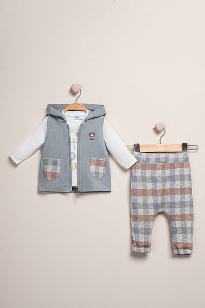 Baby Fou Quilted Trousers and Vest - 3-Piece Set