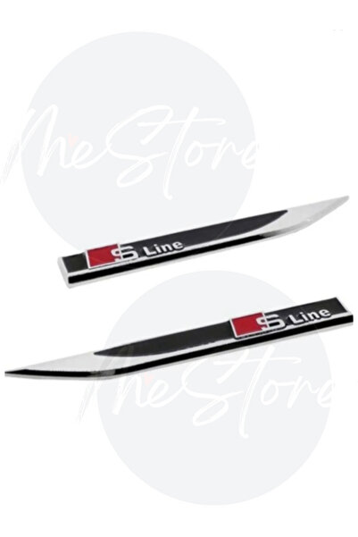 mes store Audi Sline Siyah Yan Çamurluk Bıçak Yazı Amblem Siyah 2'li