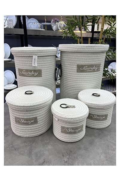 AROW 5 Parça Hasır Örme Çok Amaçlı Sepet Takımı