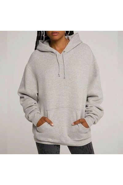 THE WHITE Gray Kangaroo Pocket Hooded Women's Sweatshirt