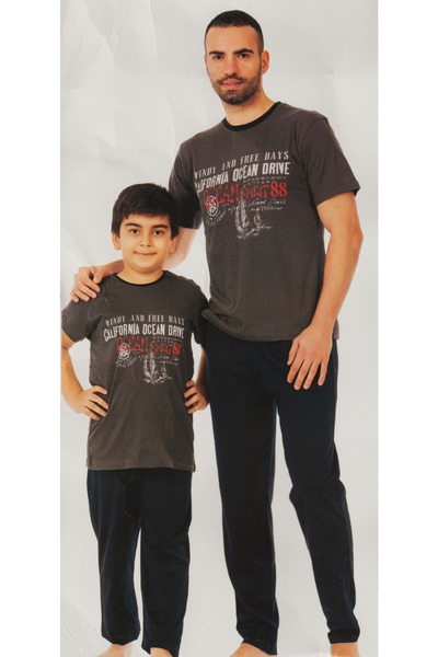 Mnk Baby&Kids Памучен пижамен комплект с къс ръкав и дълъг панталон за момче ...