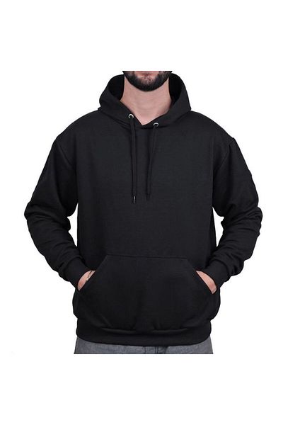 THE WHITE Kangaroo Pocket Men's Black Hooded Sweatshirt