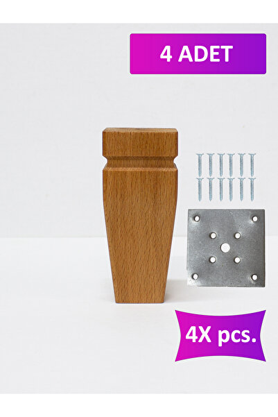 merbiles 4 Adet Ahşap 12 Cm Ayak Mobilya Ayağı Baza Ayağı Robot Süpürge Uyuml...