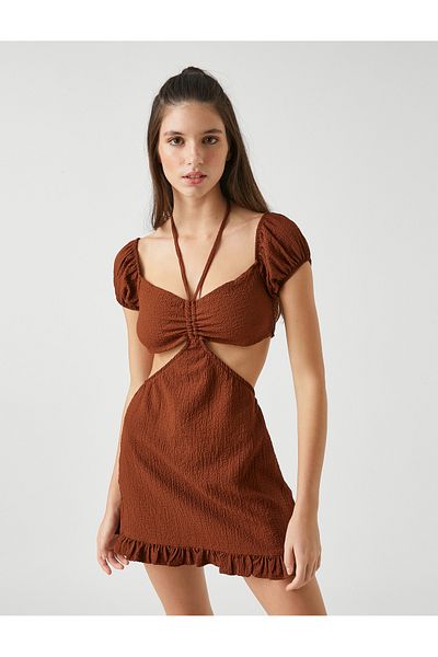 Koton Mini Dress Window Detailed Gathered