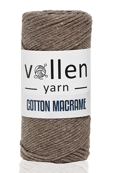 vollen yarn Premium Koton Cotton Macrame - Αλυσίδα Supla 2mm, Καφέ Σχοινί Τσάντας