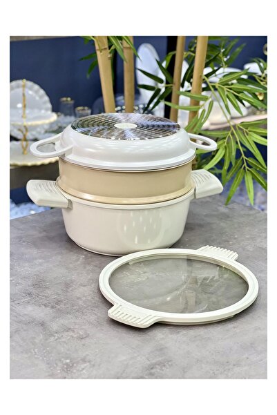 AROW Pienza Döküm Çok Amaçlı Tencere Seti Krem