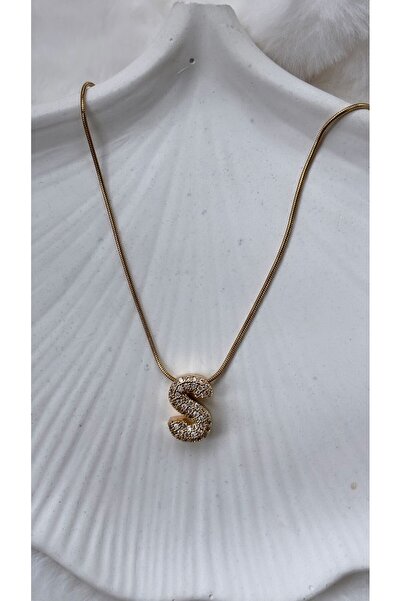 RGAccessories Taş Detaylı Çelik Harfl Kolye