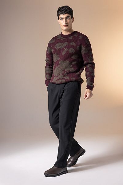 DeFacto Relax Fit Patterned Crew Neck Knitwear Sweater B8408Ax23Wn