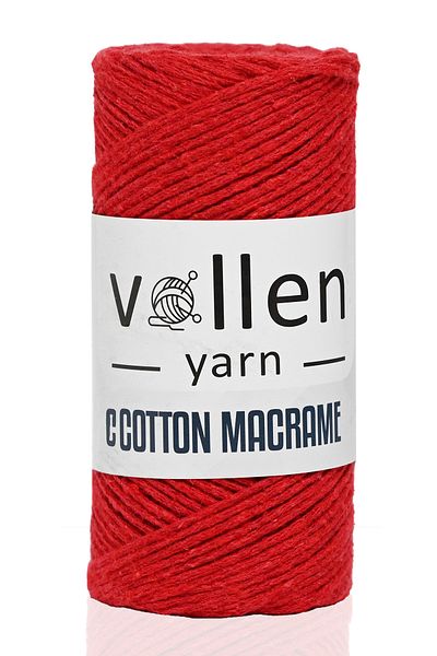 vollen yarn Premium Red Kotonya Macrame Lanyard - 2mm Cotton Chain, Supla Bag Lanyard