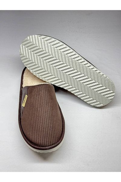 Special Action Unisex Velvet Leather Detailed Eva Non-Slip Sole Comfortable Lightweight Indoor Slippers