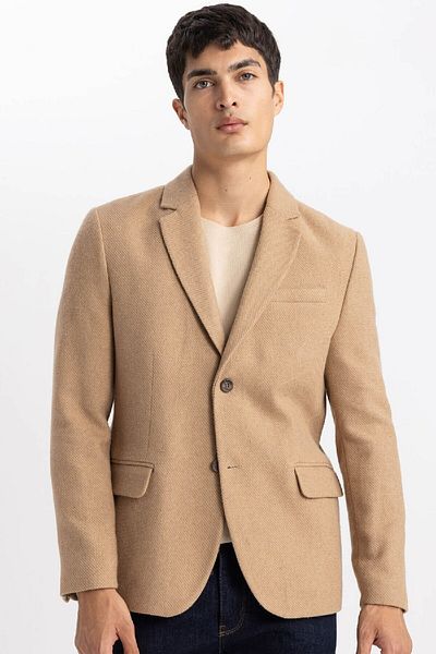 DeFacto Modern Fit Jacke Revers Knopf Blazer Jacke B5736ax23au