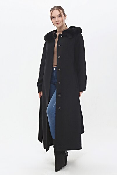Veger Long Sheepskin Coat with Fur Collar