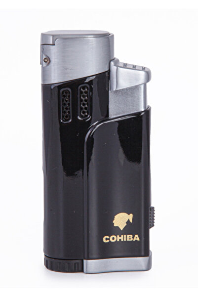 COHİBA Cohiba 4 Torch Pürmüz Siyah-gümüş Metal Puro Çakmağı