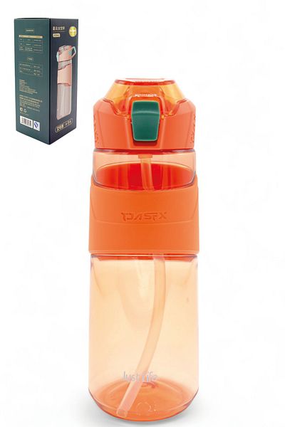 M&B WATER BOTTLE Just Life Tritan Water Bottle with Straw - Daily Sports Water Bottle with Carry Handle - Detox Water Bottle 650 ml