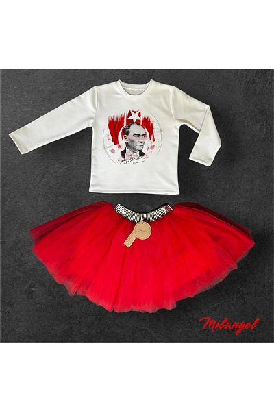 Milangel Ataturk Printed Tutu Skirt Suit