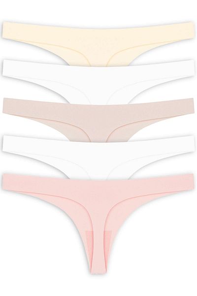 Cottonhill Basic Laser Cut Thong Panties 5 Pack