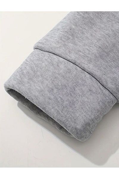 THE WHITE Gray Raised Men's Kangaroo Pocket Hooded Sweatshirt