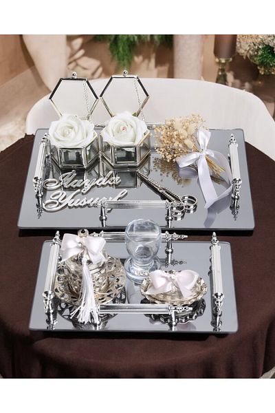 CyzHome Reverence Silver Promise Tray and Groom Tray