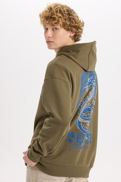 DeFacto Boxy Fit Sweatshirt mit Kapuze und Rückendruck D0849ax24au