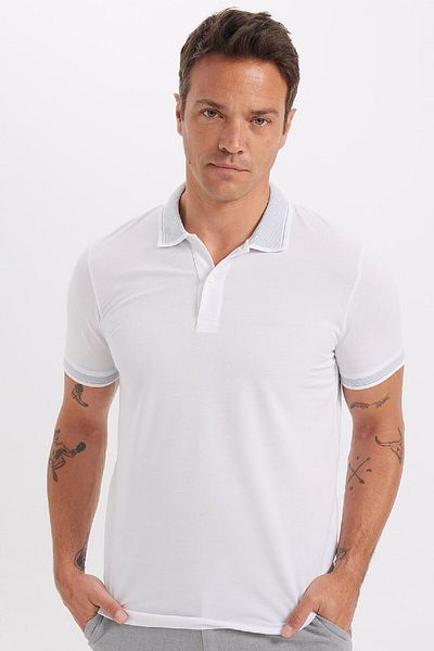 DeFacto Schmal geschnittenes Baumwoll-T-Shirt mit Rollkragen und Ärmelbändern D0033axns