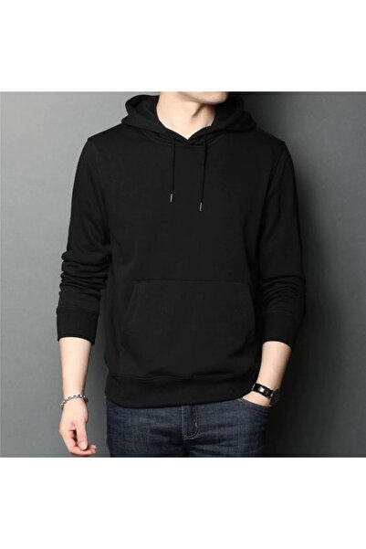 THE WHITE Hanorac pentru bărbați cu glugă neagră cu buzunar cangur