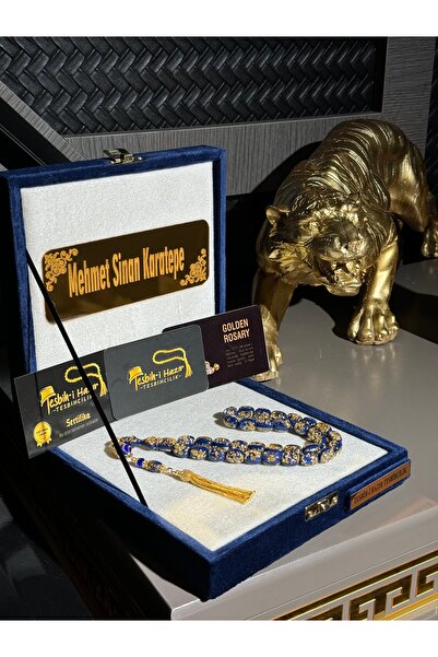 Tesbih-i Hazır Tesbihçilik Orijinal 24 Ayar Altın Parçacıklı Çift Sertifikalı Tesbih 14 Ayar Mineli Özel Tasarım