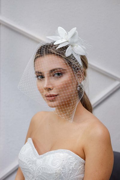 Turkuaz Accesoriu pentru păr Mireasă Nuntă Nuntă Tulle Accesoriu pentru păr cu perle florale