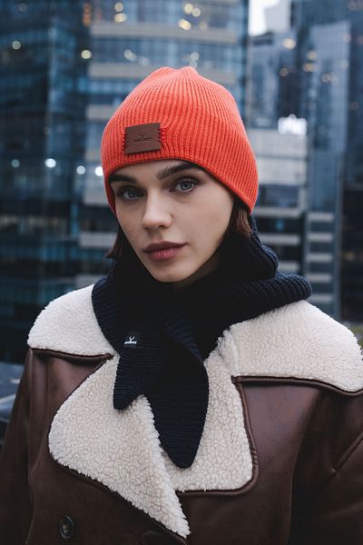Nordbron Eșarfă unisex albastru bleumarin cu gât simplu eșarfă detaliată tricotaje texturate moale groase Zunhi