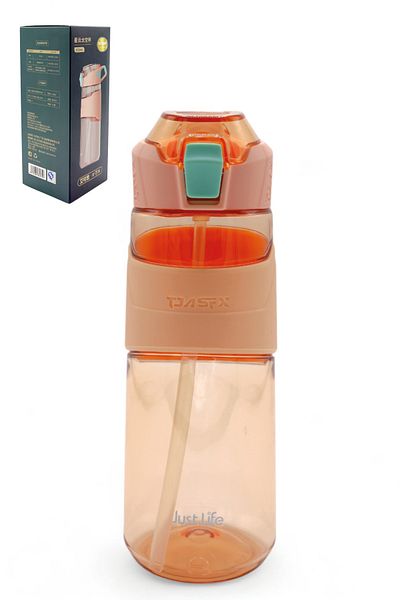 M&B WATER BOTTLE Just Life Tritan Water Bottle with Straw - Daily Sports Water Bottle with Carry Handle - Detox Water Bottle 650 ml