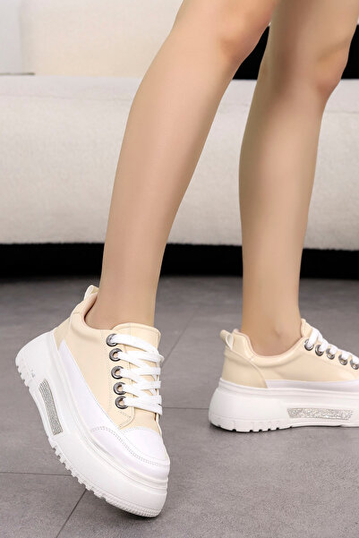 Mamito Ayakkabı MNR 30136 Yüksek Tabanlı Taşlı Spor Ayakkabı