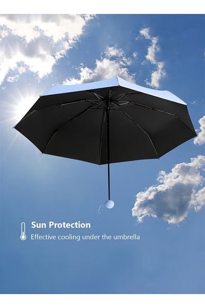 Taimi Mini Windproof Folding Travel Umbrella for Women And Men Blue