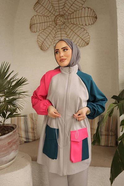 mimi moda Gray Hijab Set - Double Crepe, Oversize Cut