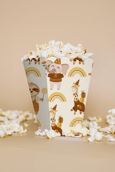 Niksy Design Boho Party Animals Themed Mini Corn Box 8 Pieces