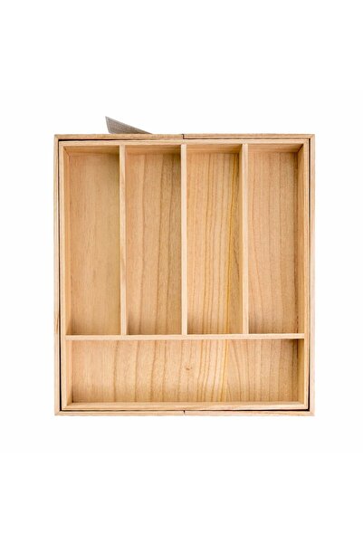 İdesign صينية أدوات مائدة خشبية قابلة للتمدد باللون الطبيعي