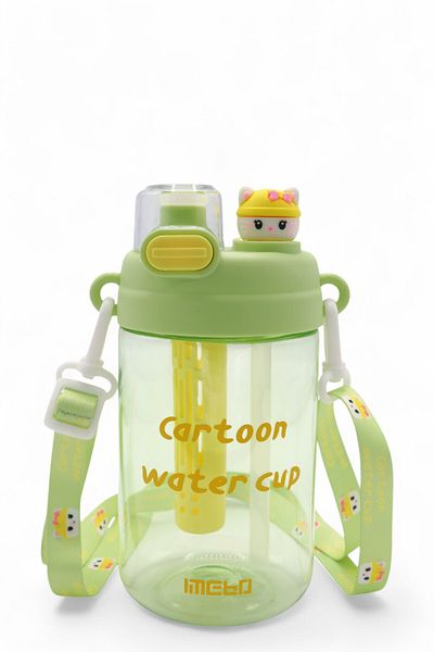 M&B WATER BOTTLE 750ml Cute Children's Water Bottle - Neck Hanging, Double Lid Water Bottle, Figured Design, Straw Bottle