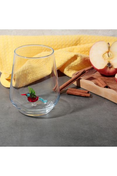 ADAMODART Single Water Cup with Hummingbird Glass Figure