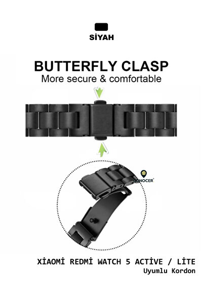CONOCER Xiaomi Redmi Watch 5 Active / Lite Uyumlu Bakla Metal Paslanmaz Çelik Yüksek Kalite Kordon