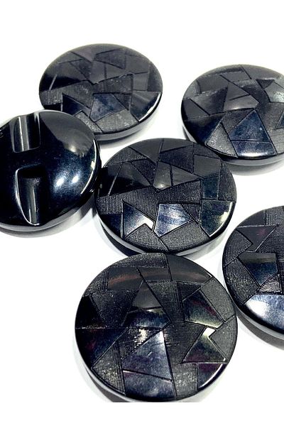 karantuhafiye Coat Coat Button / Prism Pattern / Black 2.7 cm / Code: 2612