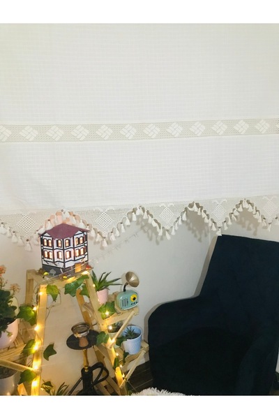 Buldan Tekstil Buldan Monika Bohemian Style Hand Lace Monika Curtain Is En X Boy Shape