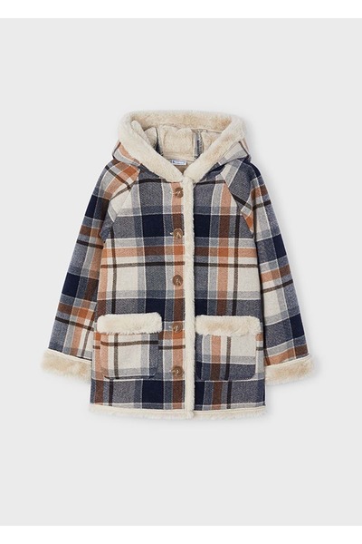 MAYORAL Πορτοκαλί καρό κοριτσίστικο παλτό - 7476