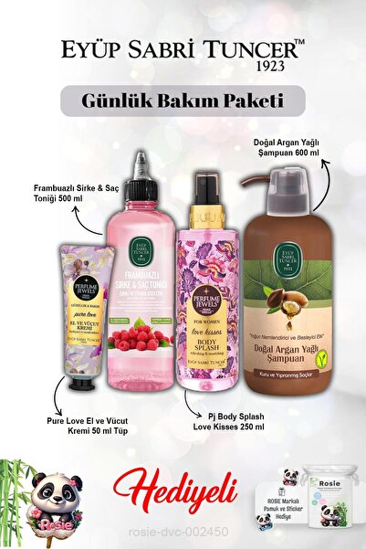Eyüp Sabri Tuncer Argan Şampuan, Frambuaz Tonik, Pure Love Krem ve Vücut Spre...
