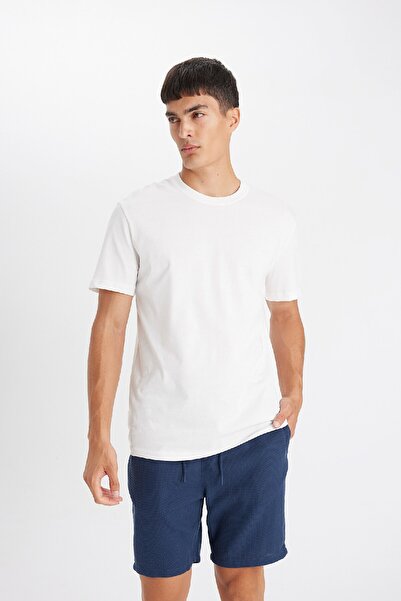 DeFacto Premium βαμβακερό μπλουζάκι με λαιμόκοψη - κοντό μανίκι, M6606az23sp