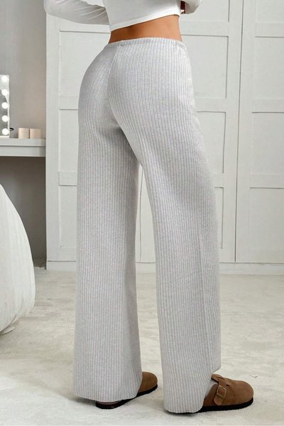Sun Victoria Dámské šedé kalhoty Palazzo s vysokým pasem a širokými nohavicemi / tepláky