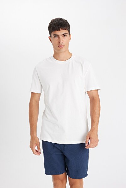 DeFacto Premium βαμβακερό μπλουζάκι με λαιμόκοψη - κοντό μανίκι, M6606az23sp