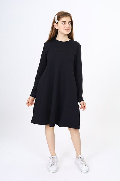 Toontoy Girl's Crew Neck Two so Hidden Pocket Embroidered Dress